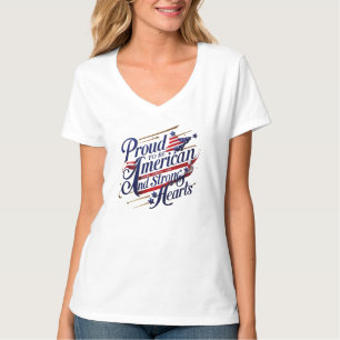 Sterne, Streifen und starke Herzen - Patriotic V-N T-Shirt