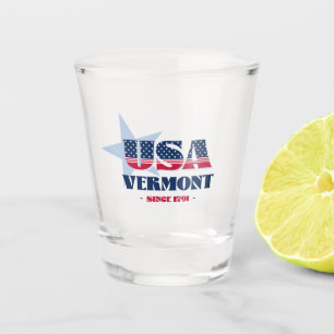 Sterne, Streifen und Vermont 1791 Shot glass Schnapsglas