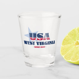 Sterne, Streifen und West Virginia 1863 Shot glass Schnapsglas