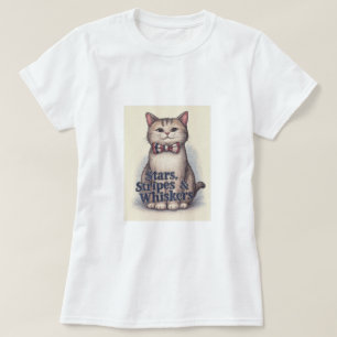 Sterne, Streifen und Whiskers - Patriotischer Katz T-Shirt