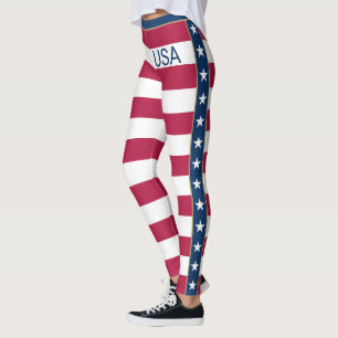 Sterne & Streifen White Red Blue Customizable USA Leggings
