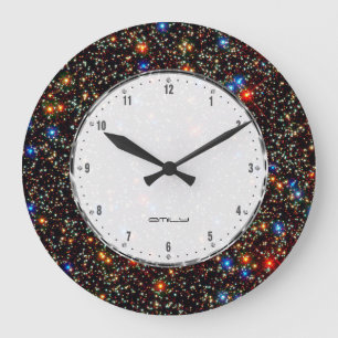 Sterne u. Glitzern-cooles Weltraum-Muster Große Wanduhr