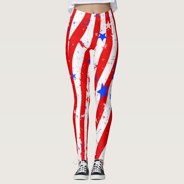 Sterne u. Streifen-amerikanische Stolz-Leggings Leggings (Vorderseite)