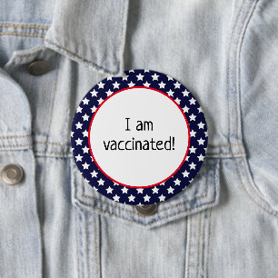 Sterne über Blue Patriotic Ich bin geimpft Button