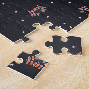 Sterne und einzigartiges Raumschiff Muster Jigsaw  Puzzle