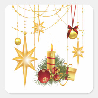 Sterne und Kerzen Quadratischer Aufkleber