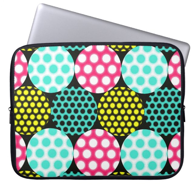 Sterne und Kreise, bunte Pop. Laptopschutzhülle (Vorderseite)