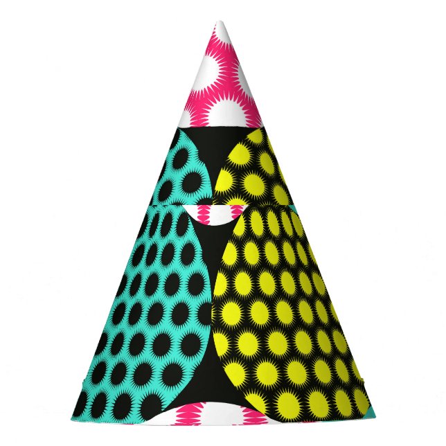 Sterne und Kreise, bunte Pop. Partyhütchen (Vorderseite)