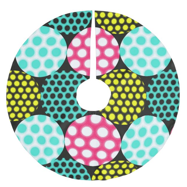 Sterne und Kreise, bunte Pop. Polyester Weihnachtsbaumdecke (Vorderseite)