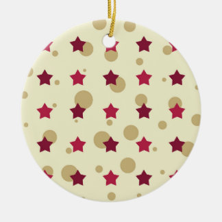 Sterne und Kreise Gold und Cranberry Keramik Ornament