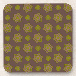 Sterne und Kreise in braun und grün Getränkeuntersetzer