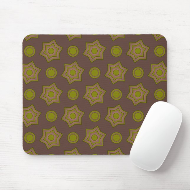 Sterne und Kreise in braun und grün Mousepad (Mit Mouse)