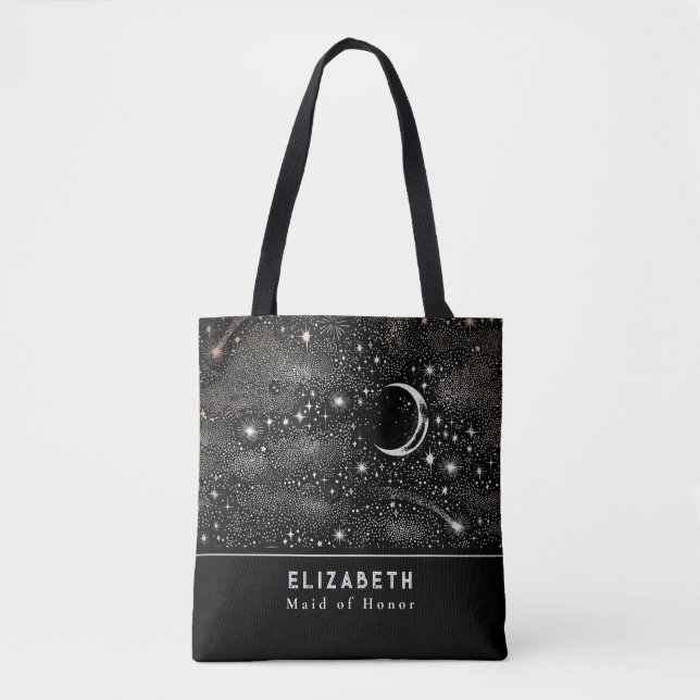 Sterne und Mond Starry Night Celestial Black (Vorderseite)