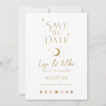 Sterne und Mondmindestelle Save the Date Einladung<br><div class="desc">Die elegante Boho Celestial Invitation wurde im minimalistischen Stil entworfen und besticht durch goldbedruckten Mondhalbmond,  Mondphasen und einfache Sternenelemente. Wenn Sie eine natürliche Göttin mit psychischen Powern sind,  aber nicht nach Aufmerksamkeit sehnen,  ist dieses Design für Sie.</div>