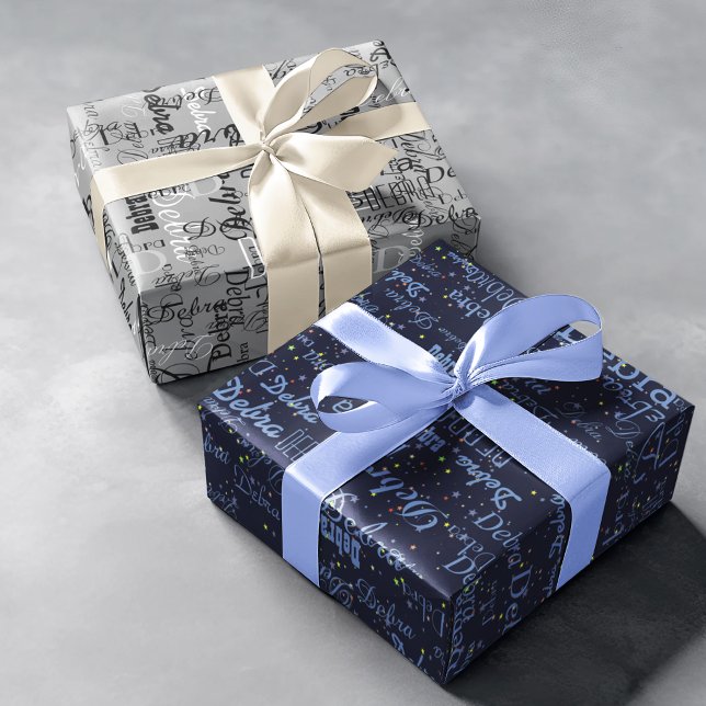 Sterne und Namen erstellen Sie Ihr eigenes Muster Geschenkpapier (Von Creator hochgeladen)