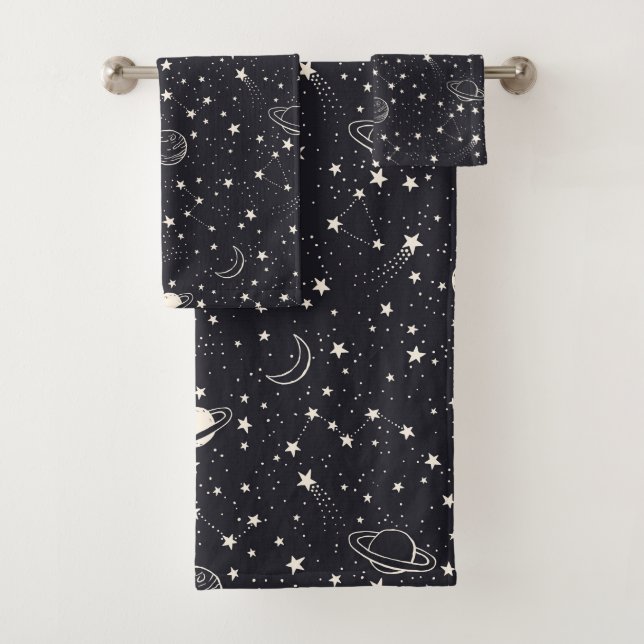 Sterne und Planeten Muster Badhandtuch Set (Insitu)