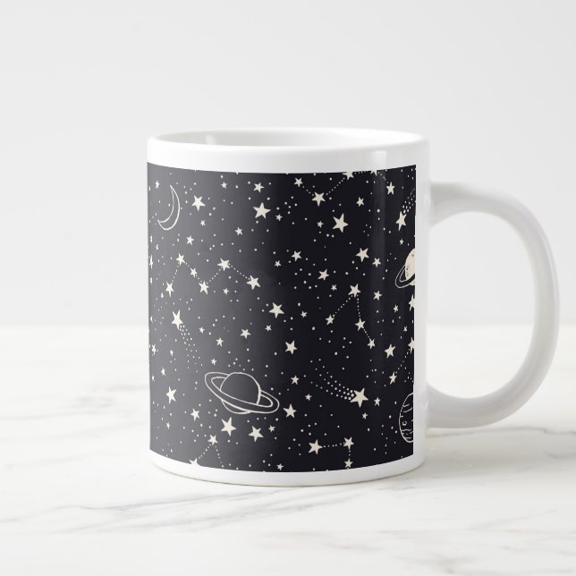 Sterne und Planeten Muster Jumbo-Tasse (Rechts)