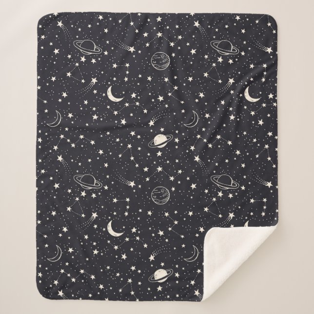 Sterne und Planeten Muster Sherpadecke (Vorderseite)