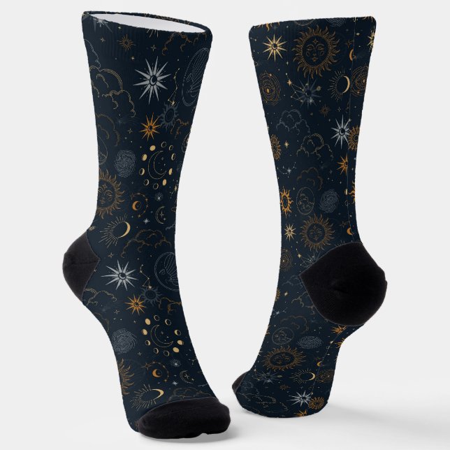 Sterne und Planeten Muster Socken (Gewinkelt)