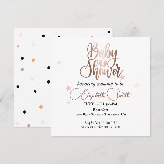 Sterne und Punkte für Ihre Einladung an die Prinze (Vorne/Hinten)