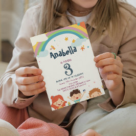 Sterne und Rainbow Custom Foto Kindergeburtstag Pa Einladung