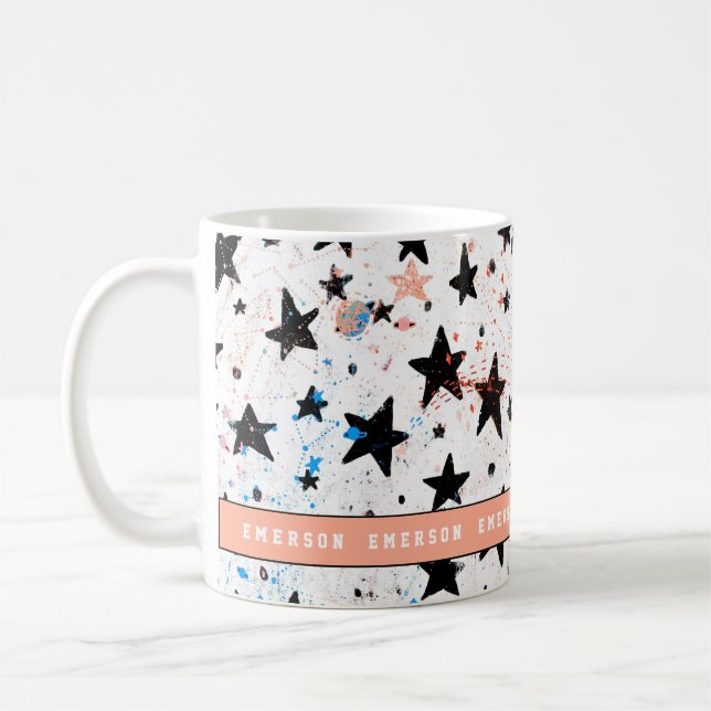 Sterne und Raumspass Astronomie Muster Kaffeetasse (Links)