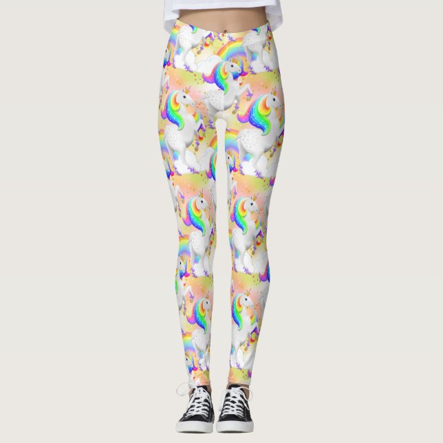 Sterne und Regenbogen Einhornprinzessin des Waldes Leggings (Vorderseite)