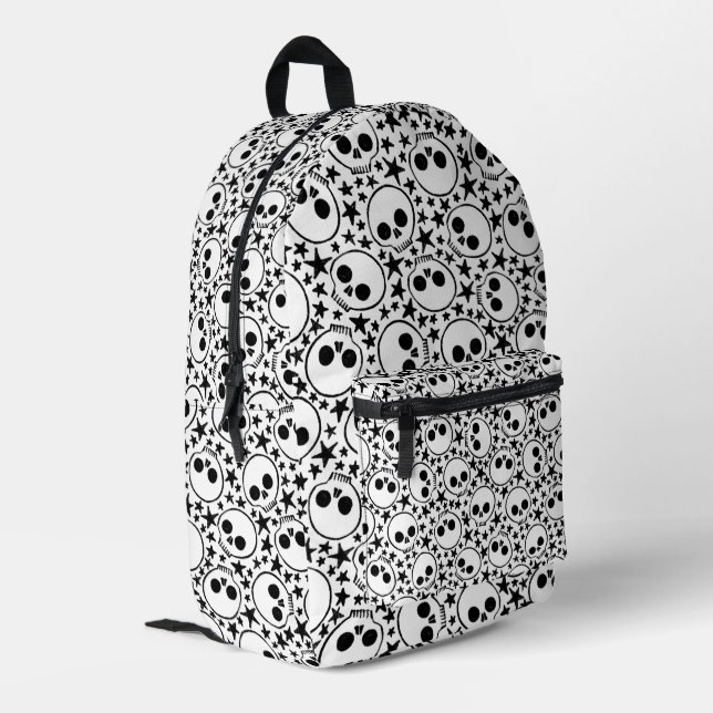 Sterne und Schädel Bedruckter Rucksack (Rückseitige Ecke links)