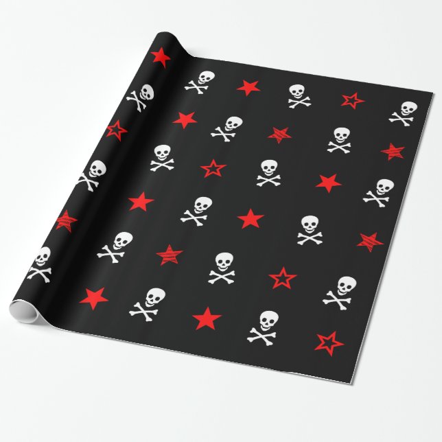 | Sterne und Schädel | | Schleifpapier Geschenkpapier (Ungerollt)