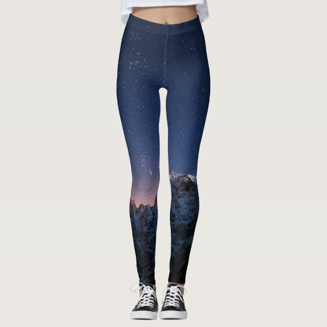Sterne und schneebedeckte Berge Leggings (Vorderseite)