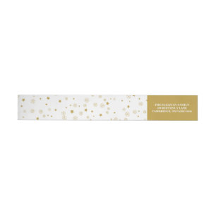Sterne und Schneeflocken Gold Holiday Label