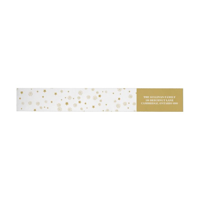 Sterne und Schneeflocken | Gold Holiday Label (Person)
