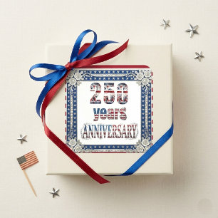 Sterne und Streifen 250 Jahre Jubiläum Patriotisch Quadratischer Aufkleber