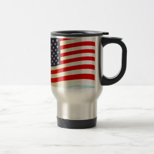 Sterne und Streifen der amerikanischen Flagge ehre Reisebecher