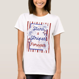 Sterne und Streifen Forever Patriotische Blumen Da T-Shirt
