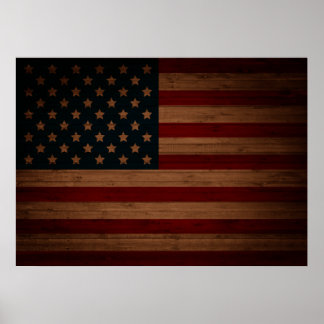 Sterne und Streifen (Holzflagge der USA im Vintage Poster