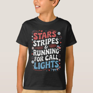 Sterne und Streifen laufen für Ruflichter 4. Juli T-Shirt