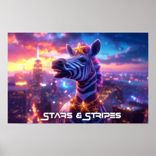 Sterne und Streifen mit ZEBRA ZANZIBAR Poster