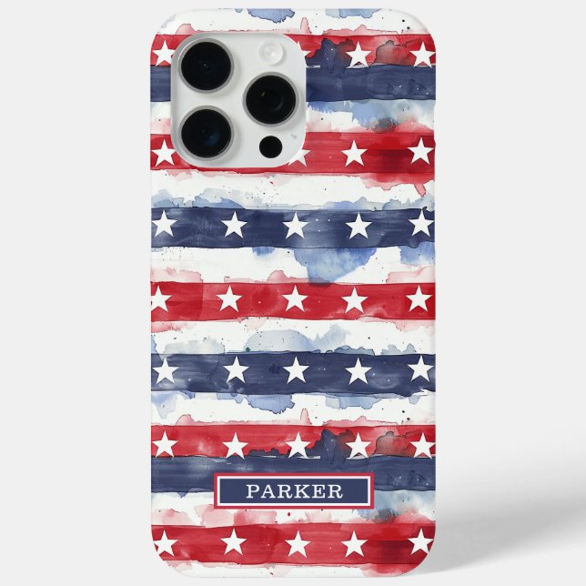 Sterne und Streifen Monogramm Case-Mate iPhone Hülle (Rückseite)