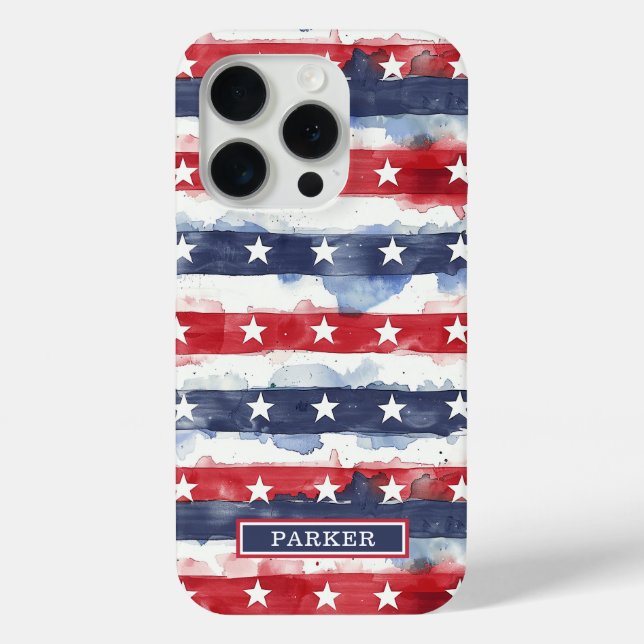 Sterne und Streifen Monogramm Case-Mate iPhone Hülle (Rückseite)