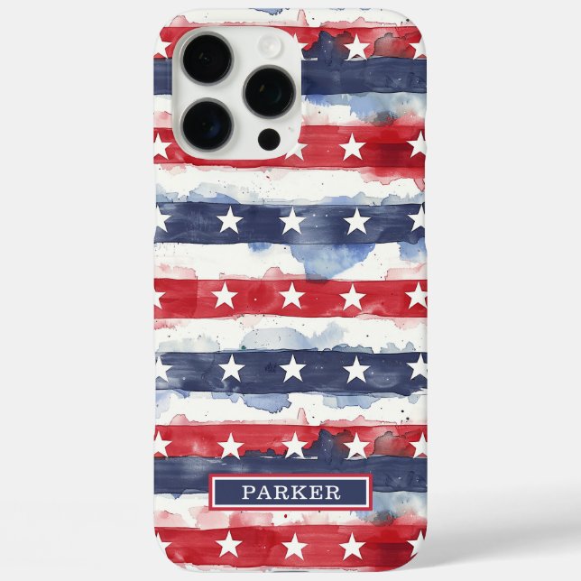 Sterne und Streifen Monogramm Case-Mate iPhone Hülle (Rückseite)