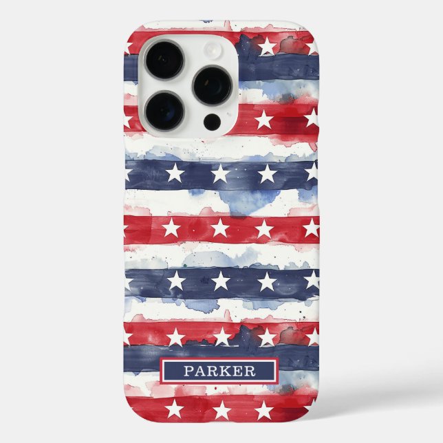 Sterne und Streifen Monogramm Case-Mate iPhone Hülle (Rückseite)