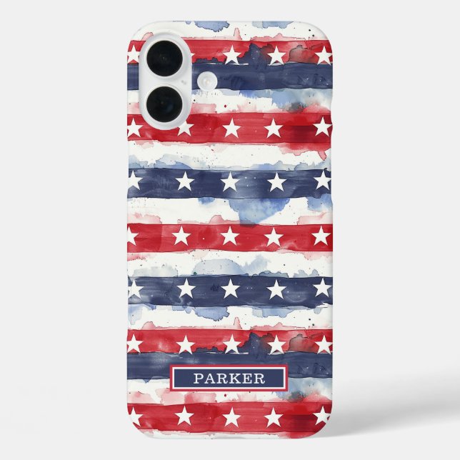 Sterne und Streifen Monogramm Case-Mate iPhone Hülle (Rückseite)