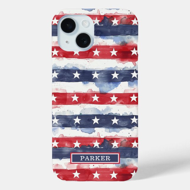 Sterne und Streifen Monogramm Case-Mate iPhone Hülle (Rückseite)
