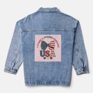 Sterne und Streifen-Schleife Patriotisches T-Shirt Jeansjacke