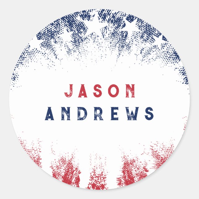 Sterne und Streifen Veteran Runder Aufkleber (Vorderseite)