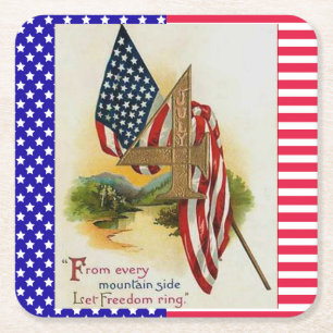Sterne und Streifen Vierter Juli Patriotische Flag Rechteckiger Pappuntersetzer