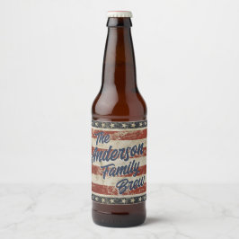Sterne und Streifen Vintag Familienname Bierflaschenetikett