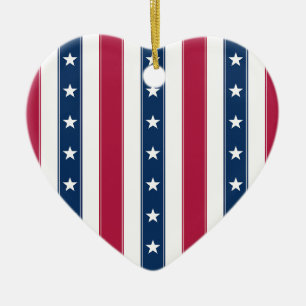 Sterne und vertikale Streifen klassische Americana Keramik Ornament