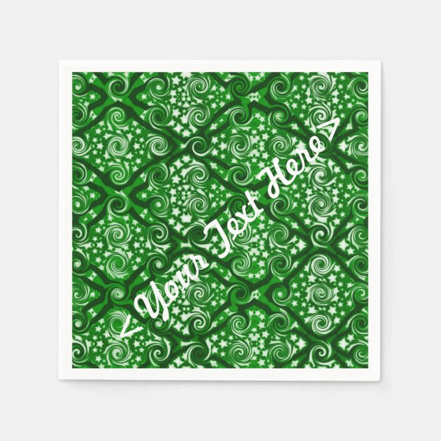 Sterne und Wirbel Grüne Personalisierte Napkins Serviette (Vorderseite)